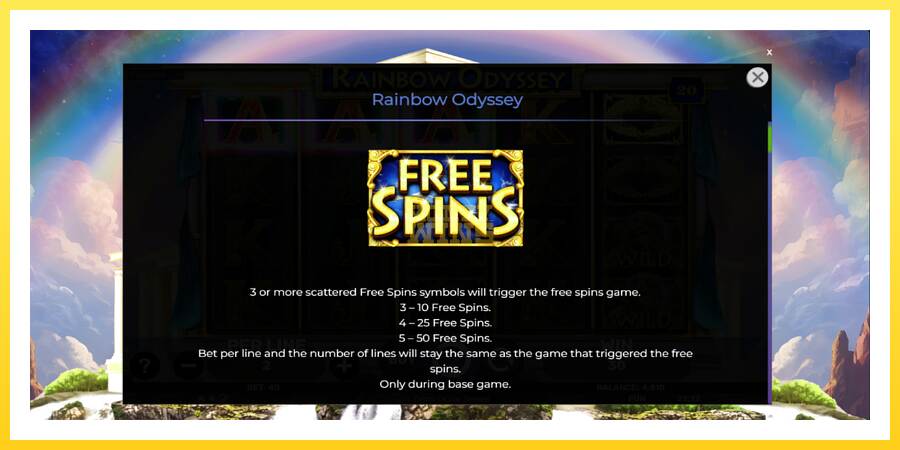 Slika 5 igralni avtomat Rainbow Odyssey