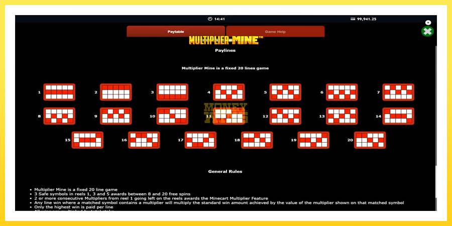 Slika 7 igralni avtomat Multiplier Mine