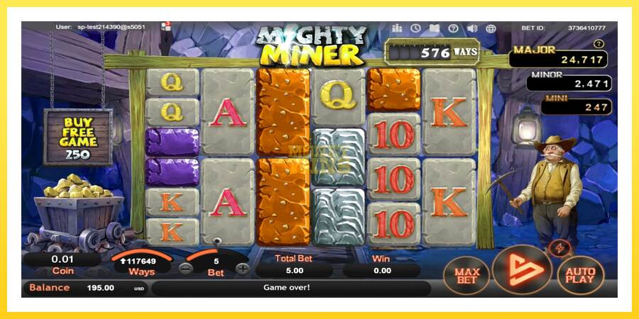 Slika 1 igralni avtomat Mighty Miner