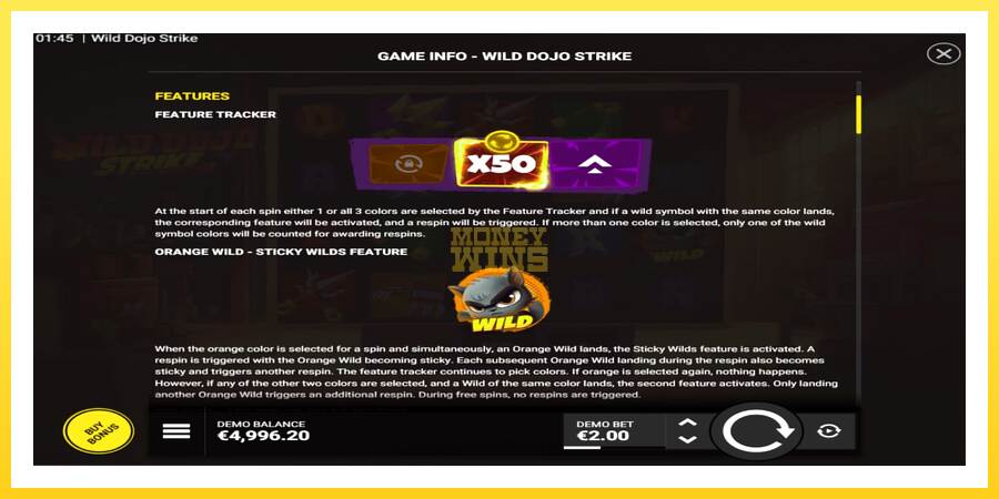 Slika 4 igralni avtomat Wild Dojo Strike