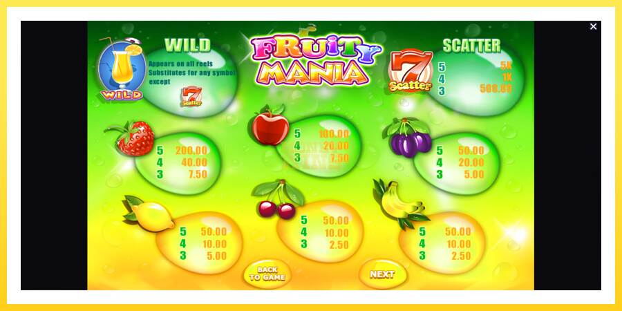 Slika 6 igralni avtomat Fruity Mania