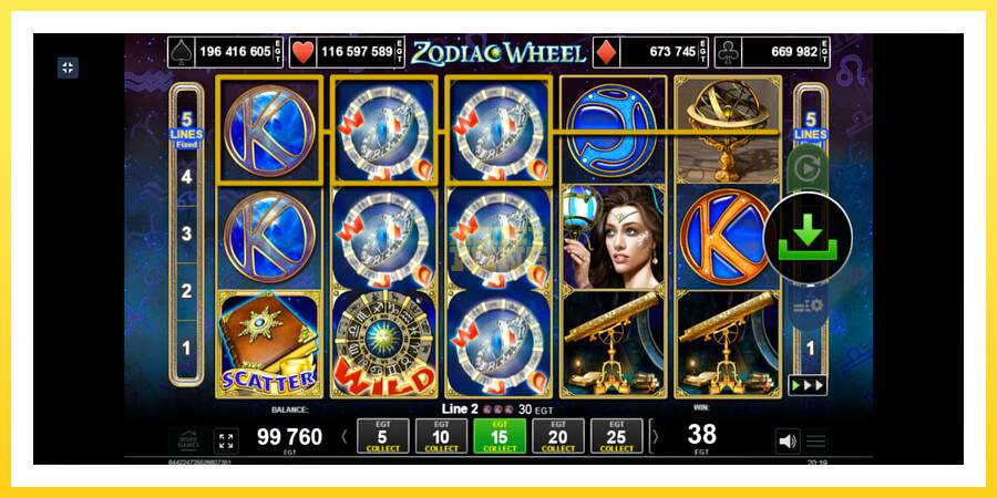 Slika 3 igralni avtomat Zodiac Wheel