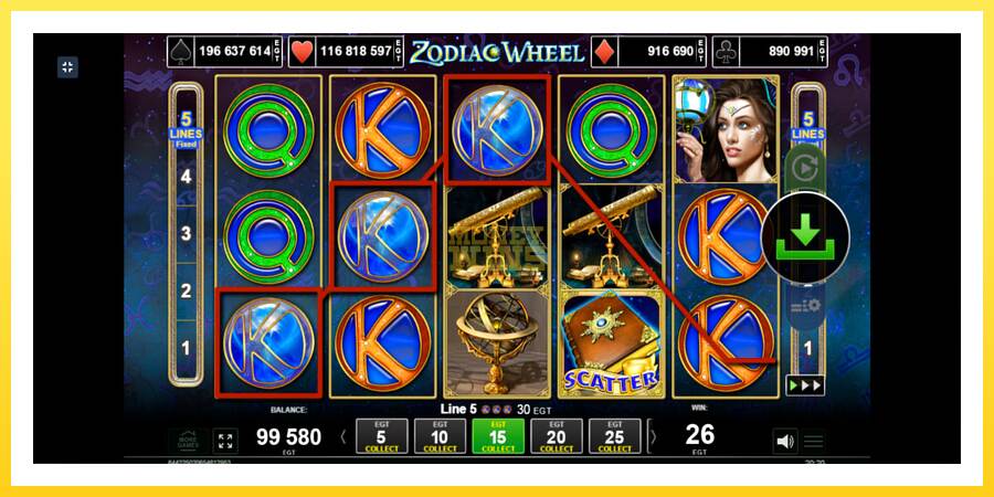 Slika 5 igralni avtomat Zodiac Wheel