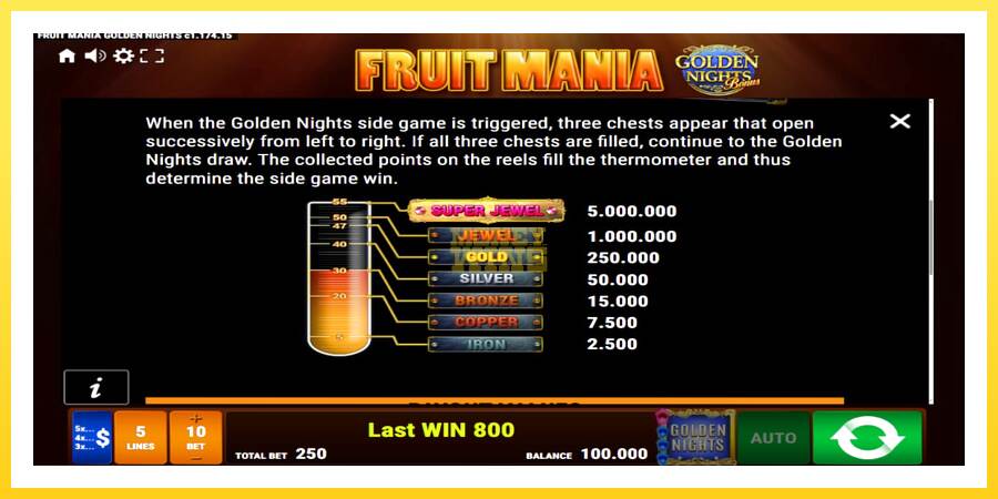 Slika 6 igralni avtomat Fruit Mania Golden Nights