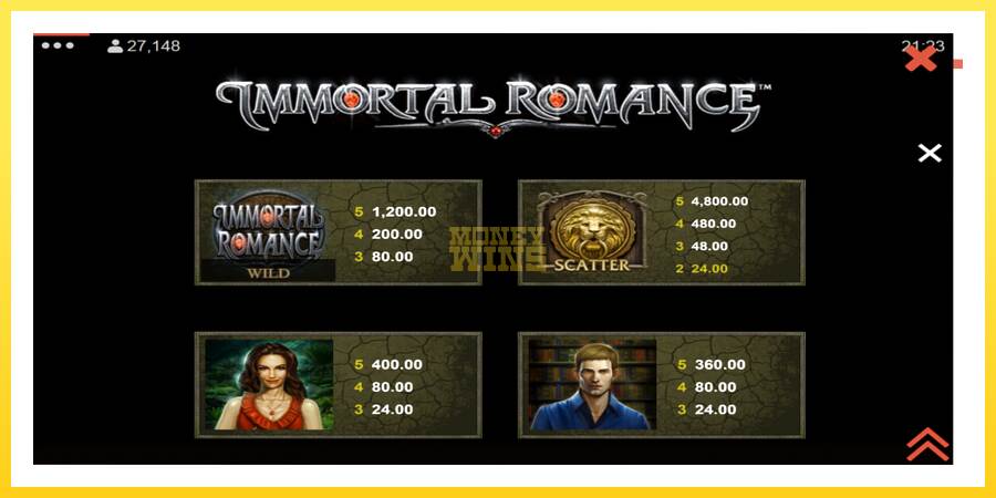 Slika 6 igralni avtomat Immortal Romance