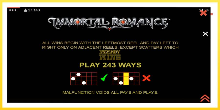 Slika 7 igralni avtomat Immortal Romance