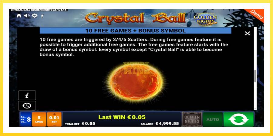 Slika 5 igralni avtomat Crystal Ball Golden Nights