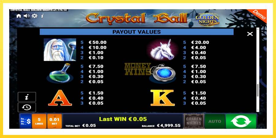 Slika 6 igralni avtomat Crystal Ball Golden Nights