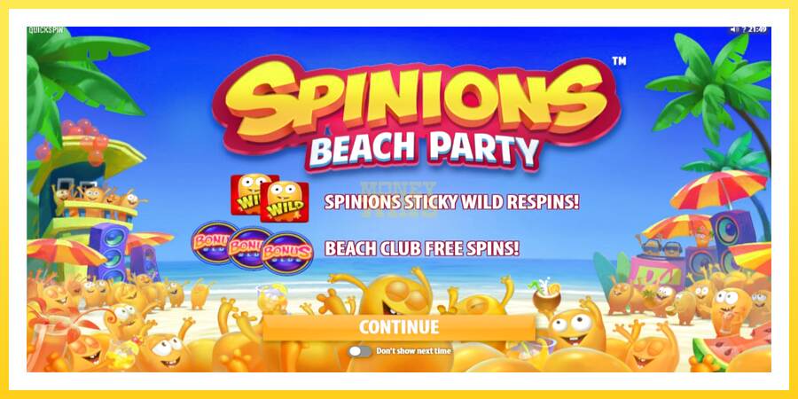 Slika 1 igralni avtomat Spinions Beach Party