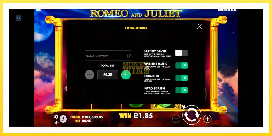 Slika 4 igralni avtomat Romeo and Juliet