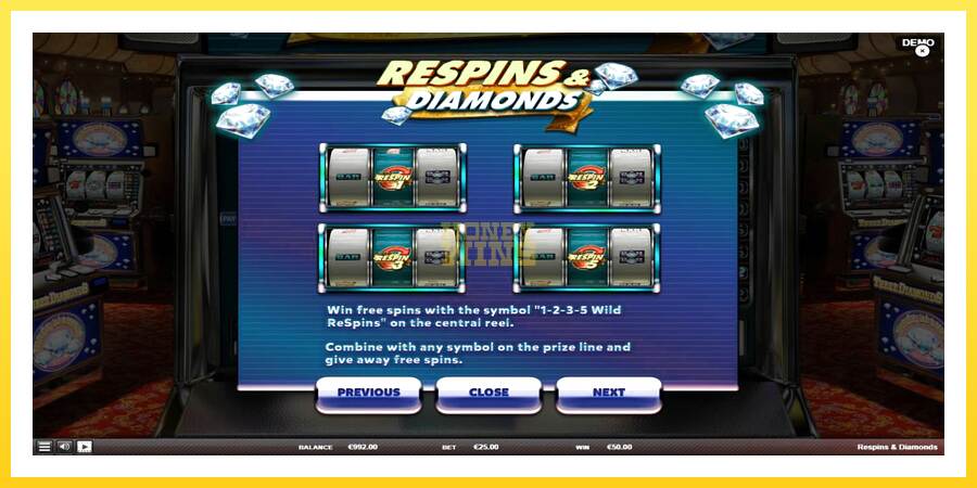 Slika 6 igralni avtomat Respins Diamonds