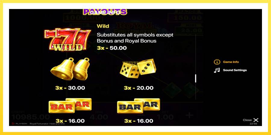 Slika 5 igralni avtomat Royal Fortunator: Hold and Win