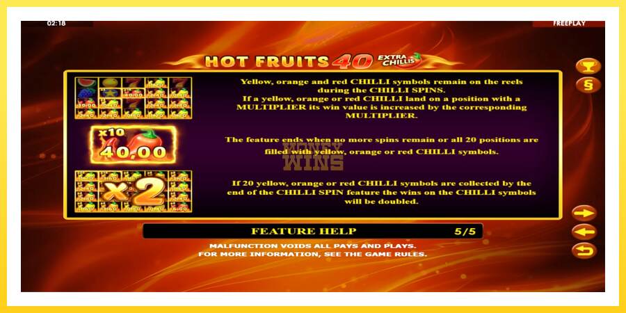 Slika 6 igralni avtomat Hot Fruits 40 Extra Chillis