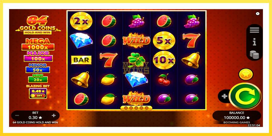 Slika 1 igralni avtomat 64 Gold Coins Hold and Win