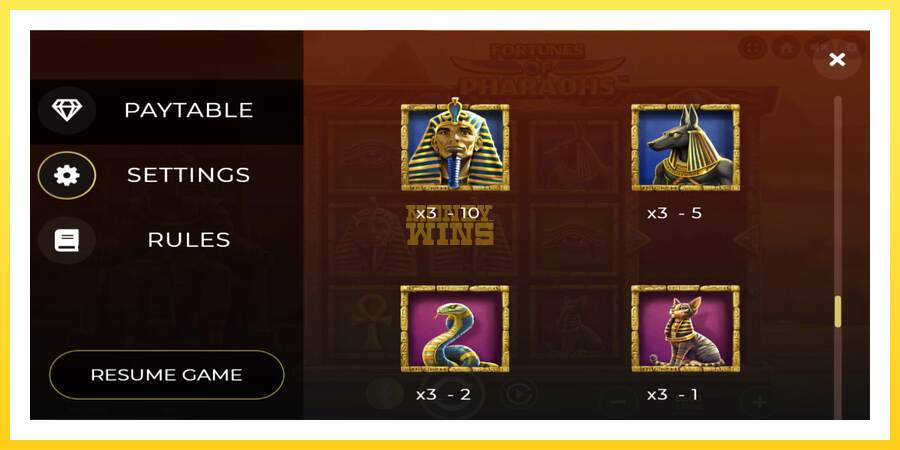 Slika 6 igralni avtomat Fortunes of Pharaohs