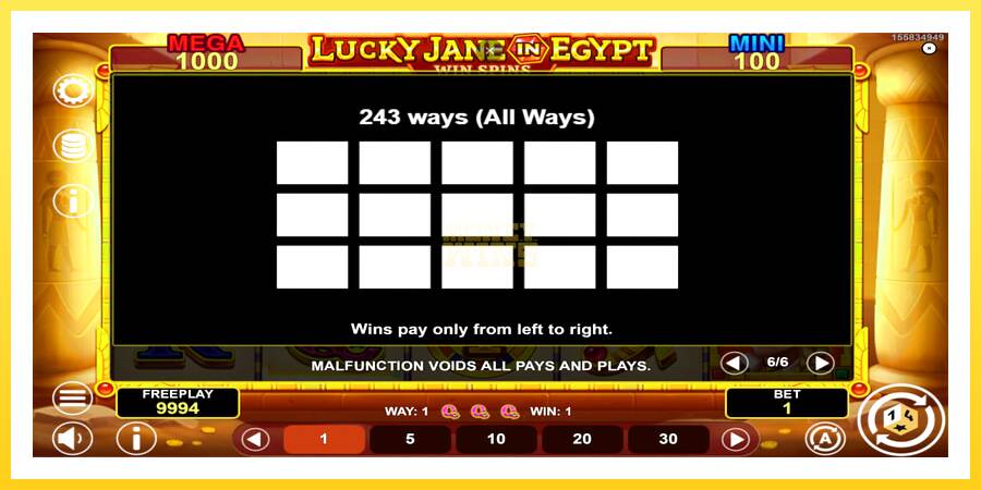 Slika 7 igralni avtomat Lucky Jane in Egypt Win Spins